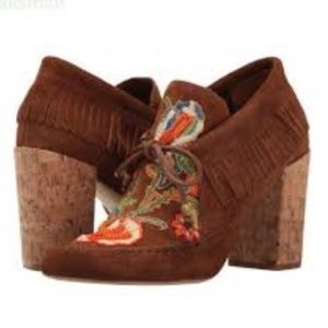 Tory Burch Huntington Embroidered Fringe Bootie